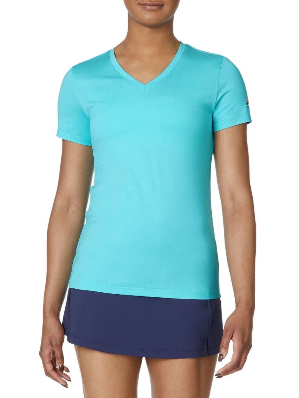 FILA Short Sleeve V-Neck Womens Tennis Shirt - Blue 484